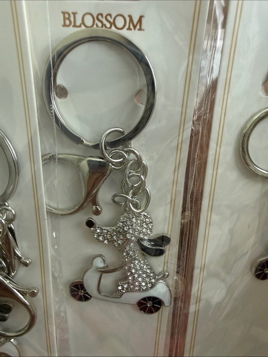Accessories - Blossom Poodle in White Scooter Keychain - Silver or Gold Toned. NWT